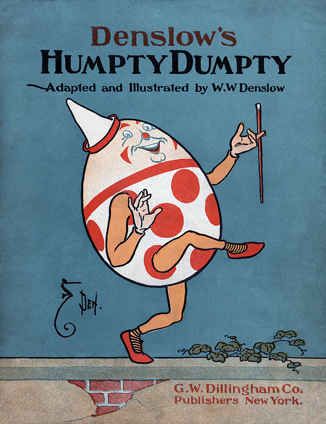 Humpty Dumpty Sat on a Wall, Humpty Dumpty had a great Fall - Nursery Rhyme  Stock Photo - Alamy