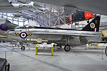 No. 74 (F) Squadron English Electric Lightning F.1 XM135 at Imperial War Museum Duxford. English Electric Lightning F.1 'XM135 - B' (39352705115).jpg