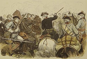 Столкновение австрийской и прусской кавалерии в битве при Мольвице, 1771 год. Картина работы Августа Генриха Фердинанда Тегетмейера