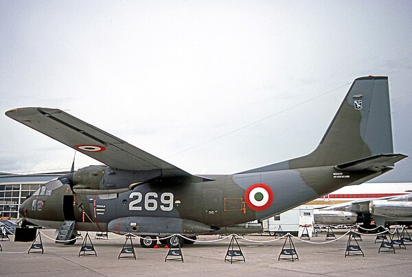 Fiat G.222TCM development aircraft exhibited at the 1977 Paris Air Show.
