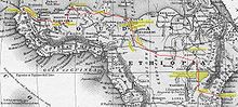 Mappa del viaggio descritto nel libro, da est fino alla costa occidentale.