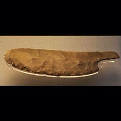Flint knife. Second Dynasty, about 2700 BC. From the tomb of Khasekhemwy, Abydos. Given by the Egypt Exploration Fund, 1901. EA 68775 (British Museum)