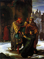 Alfred Rethel, Reconciliation d'Otton Ier et de son frère Henri en 941 à Francfort-sur-le-Main (1840).