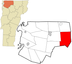 Posizione nella contea di Franklin e nello stato del Vermont.