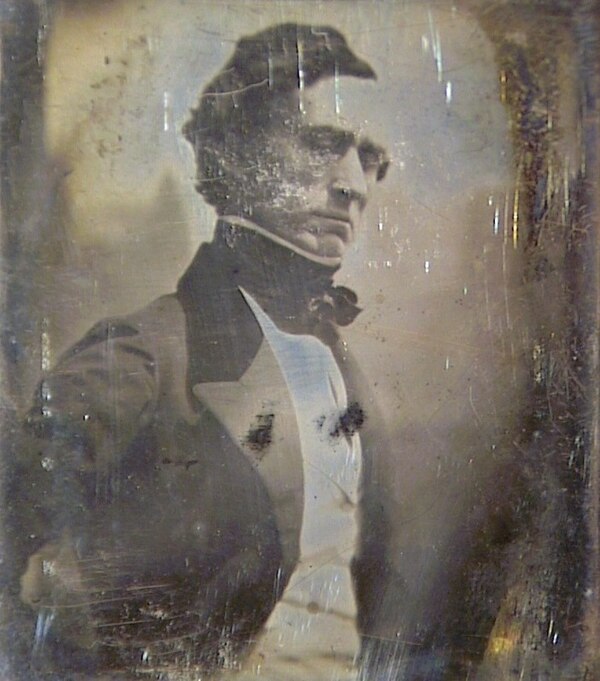 Daguerreotype from a group of portraits believed to have been made by Draper in 1839. It is one of the few early portraits which required the subject 