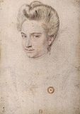 Косм Дюмустье (?). Портрет Габриэль д’Эстре Между 1594 и 1598. Бумага, итальянский карандаш, пастель.