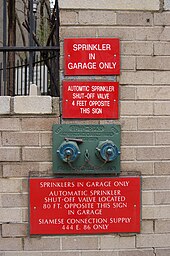 Garage sprinkler system in New York City Garage Sprinkler in NYC.JPG