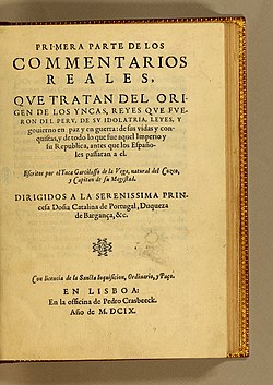 Garcilaso de la Vega Commentarios Reales 1609.jpg