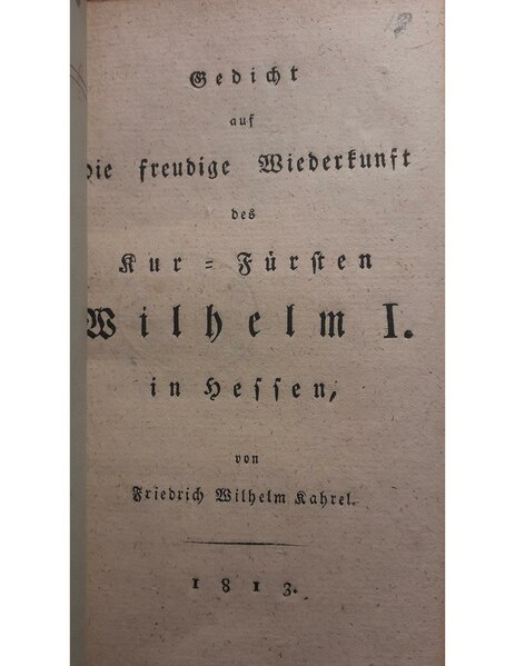 File:Gedicht auf die freudige Wiederkunft des Kur- Fürsten Wilhelm I. in Hessen.pdf