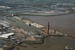 Grimsby Docks and Dock Tower, aerial - geograph.org.uk - 3135422.jpg