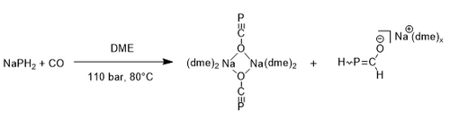 Scheme 3: Grutzmacher's synthesis of the sodium salt of PCO from 2011. Grutzmaker et al. synthesis of PCO.png