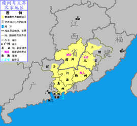 Huizhou is located in the Hakka-speaking area at the boundary of the Gan, Min, and Yue speaking areas.