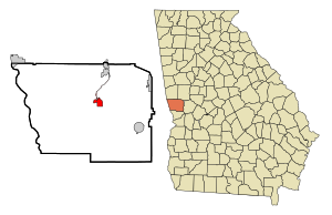 Харрис Каунти, штат Джорджия, зарегистрированные и некорпоративные регионы Hamilton Highlighted.svg
