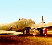 Último He 111 em serviço na Força Aérea Espanhola com sua pintura original em uma exposição no aeroporto Konrad Adenauer (Alemanha, 1975).