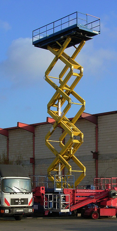 An extended scissor lift