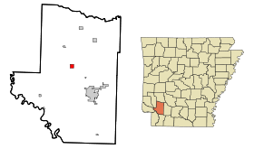 Hempstead County Arkansas Incorporated and Unincorporated areas Washington Highlighted.svg