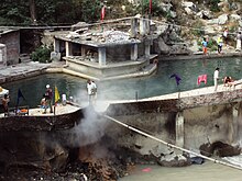 Tourists and pilgrims having a bath in a hot spring in Gurudwara Complex, Manikarn, May 2009. Hot springs at Manikaran,Himachal Pradesh.jpg