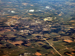 Aerial view of Huntington looking northeast.