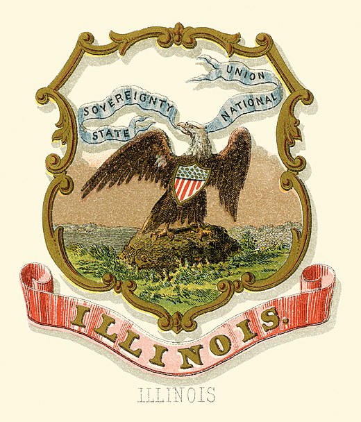 Illinois state historical coat of arms (illustrated, 1876)