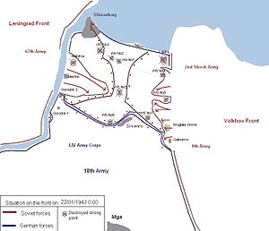 Карта бойових дій у ході операції «Іскра»