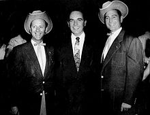 Jack Anglin (right) with Johnnie Wright and Governor of Tennessee Frank Clement