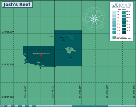 Map of the dive site at Josh's Reef