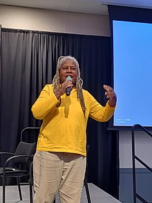 Washington, co-founding member of Black Urban Growers, speaking at the 10th Annual Black Urban Growers Conference, in Atlanta, Georgia, October 15, 2022 Karen Washington. Co-founding member of Black Urban Growers.jpg