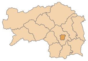 Plassering av Graz-distriktet i delstaten Steiermark (klikkbart kart)