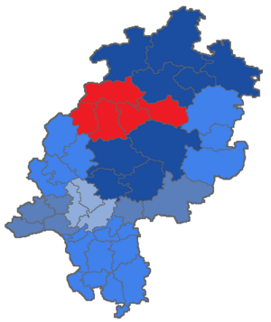 Lage des Landgerichtsbezirks Marburg in Hessen