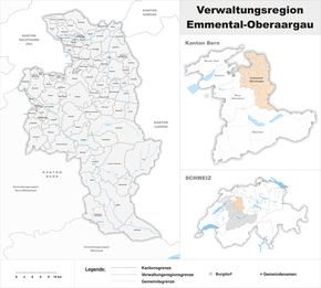 Karte von Verwaltungsregion Emmental-Oberaargau