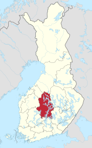 Pozicija Centralne Finske na karti Finske