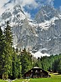 In den Alpentälern der Romandie sieht man häufig Chalet-Holzhäuser. Man findet sie in den Dörfern oder wie hier auf der Alm.