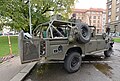 Terénní automobil Land Rover 130 Military A4 Kajman z výzbroje Armády České republiky. Vystaveno 14. října 2014 při příležitosti oslav 95. výročí vzniku Generálního štábu AČR.