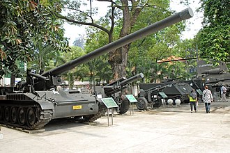 Captured U.S.-supplied armored vehicles and artillery pieces Le musee des Souvenirs de guerre (Ho Chi Minh Ville).jpg
