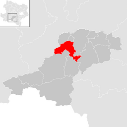 Kommunens läge i distriktet Lilienfeld