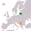 نقشهٔ موقعیت صربستان و لیتوانی.