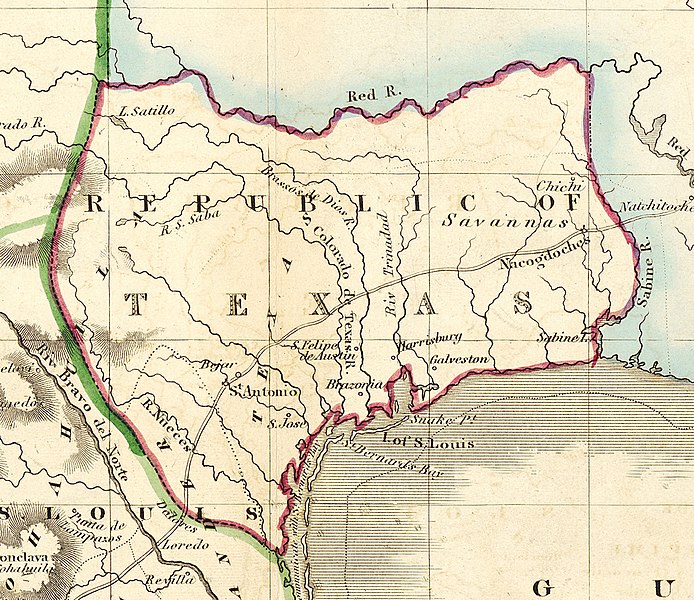 File:Lizars Mexico & Guatimala 1836 UTA (detail of Texas).jpg