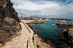 Thumbnail for File:Lloret de Mar - Coastal 'Camí de Ronda' Footpath leading to Dona Marinera Monument 1966 - Panorama View on Beach of Lloret de Mar &amp; Mediterranean Sea Costa Brava Coast 05.jpg