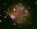 Sextans A هي من أبعد مجرات المجموعة المحلية عنا (4.400.000 سنة ضوئية ) وهي في نفس الوقت أصغر مجرة غير منتظمة.