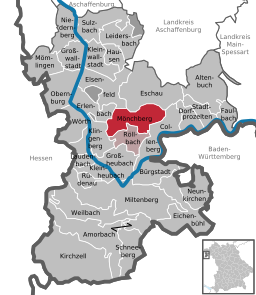 Läget för Mönchberg i Landkreis Miltenberg