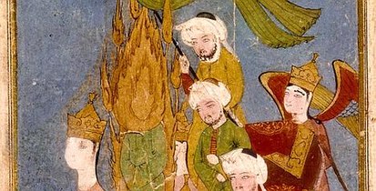 Мохамед и първите три халифа Абу Бакр, Омар и Усман, на митичния кон Бурак