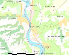 Mapa obce Saint-Vallier