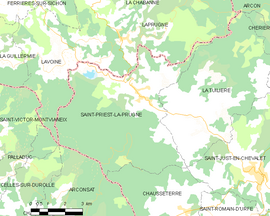 Mapa obce Saint-Priest-la-Prugne
