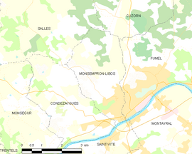 Mapa obce Monsempron-Libos