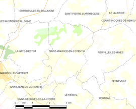 Mapa obce Saint-Maurice-en-Cotentin