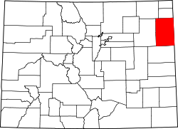 map of Colorado highlighting Yuma County