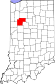 Harta statului Indiana indicând comitatul White