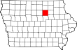 Harta statului Iowa indicând comitatul Butler