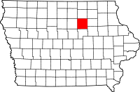 Map of Ajova highlighting Butler County