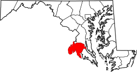 Map of Maryland highlighting Charles County.svg